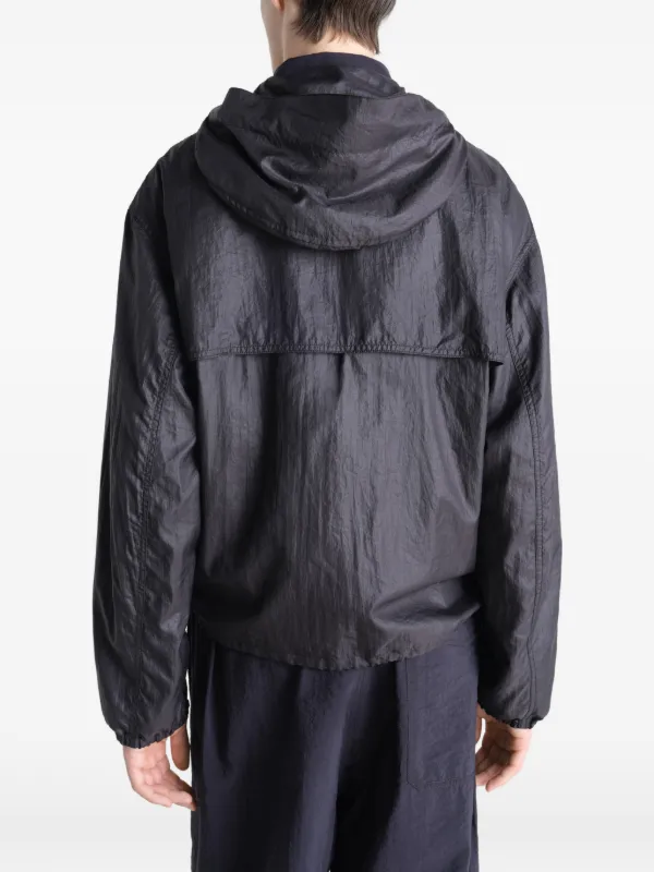 LEMAIRE Hooded zip-up Windbreaker | Black | FARFETCH IN
