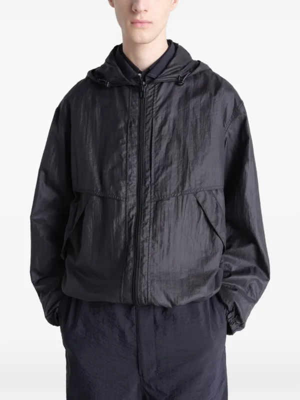 LEMAIRE Hooded zip-up Windbreaker | Black | FARFETCH JO