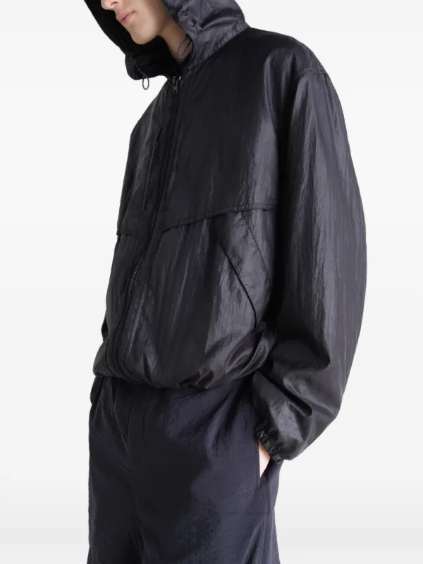 LEMAIRE Hooded zip-up Windbreaker | Black | FARFETCH IN