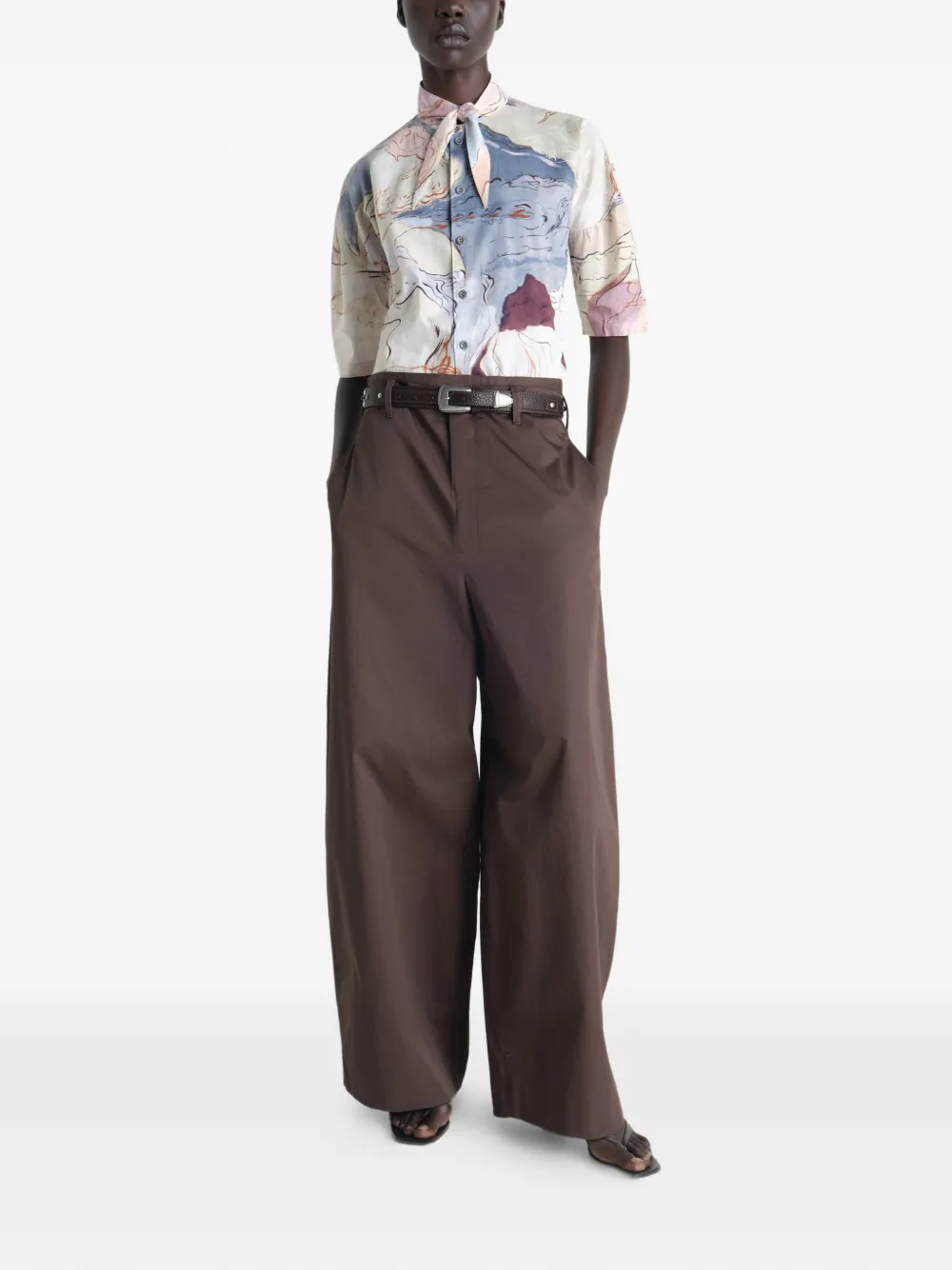  Lemaire Scarf Printed Shirt - Neutrals 