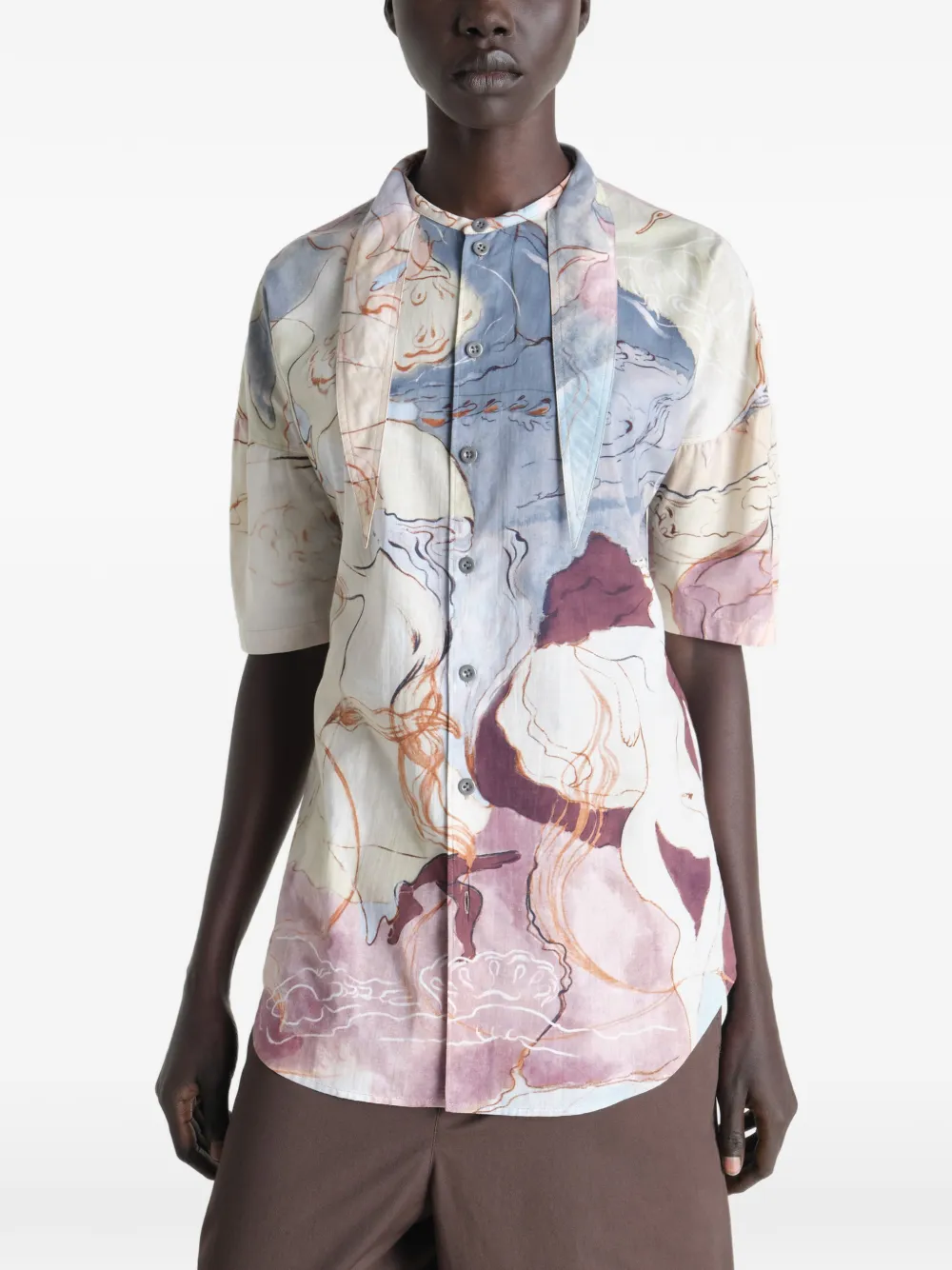  Lemaire Scarf Printed Shirt - Neutrals 
