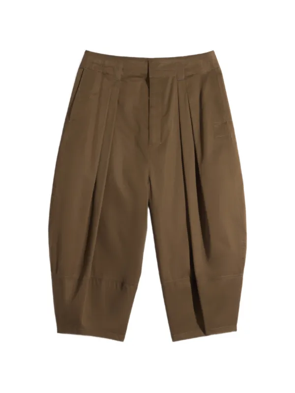 Lemaire Volume Bermudas in Cotton Satin in Brown
