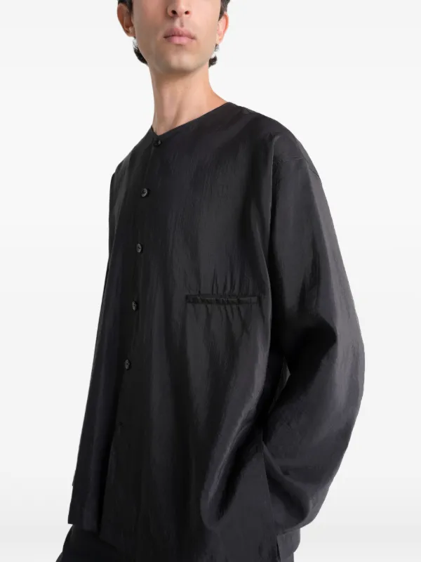 LEMAIRE V-neck Shirt In Dry Silk | Black | FARFETCH JO
