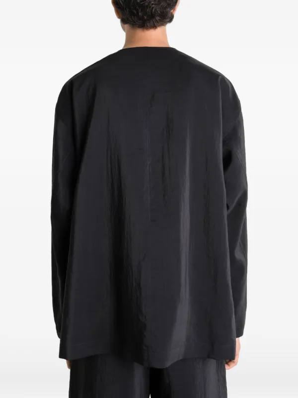LEMAIRE V-neck Shirt In Dry Silk | Black | FARFETCH JO