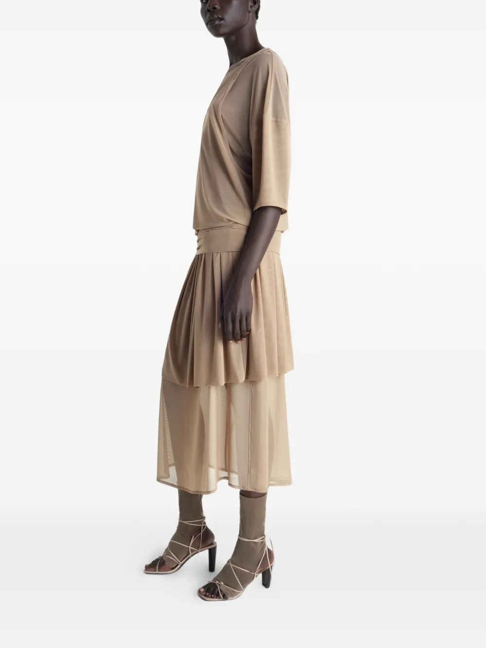  Lemaire Double Layer Midi Dress - Neutrals 