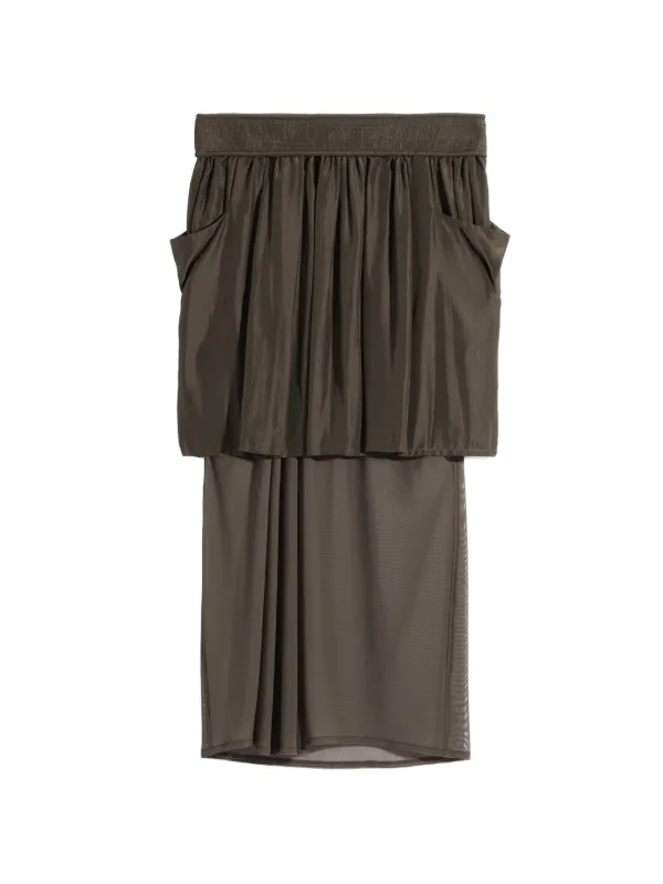 Lemaire Double Layer Skirt in Silk Habotai in Brown