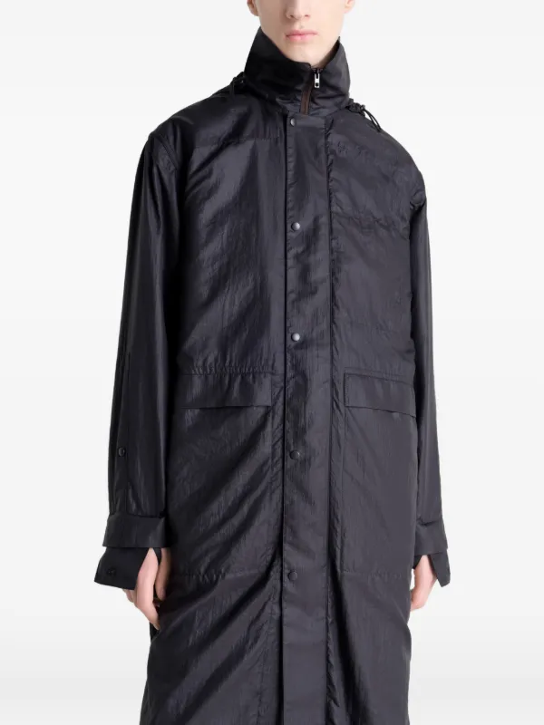LEMAIRE Hooded Raincoat In Light Nylon | Black | FARFETCH AO