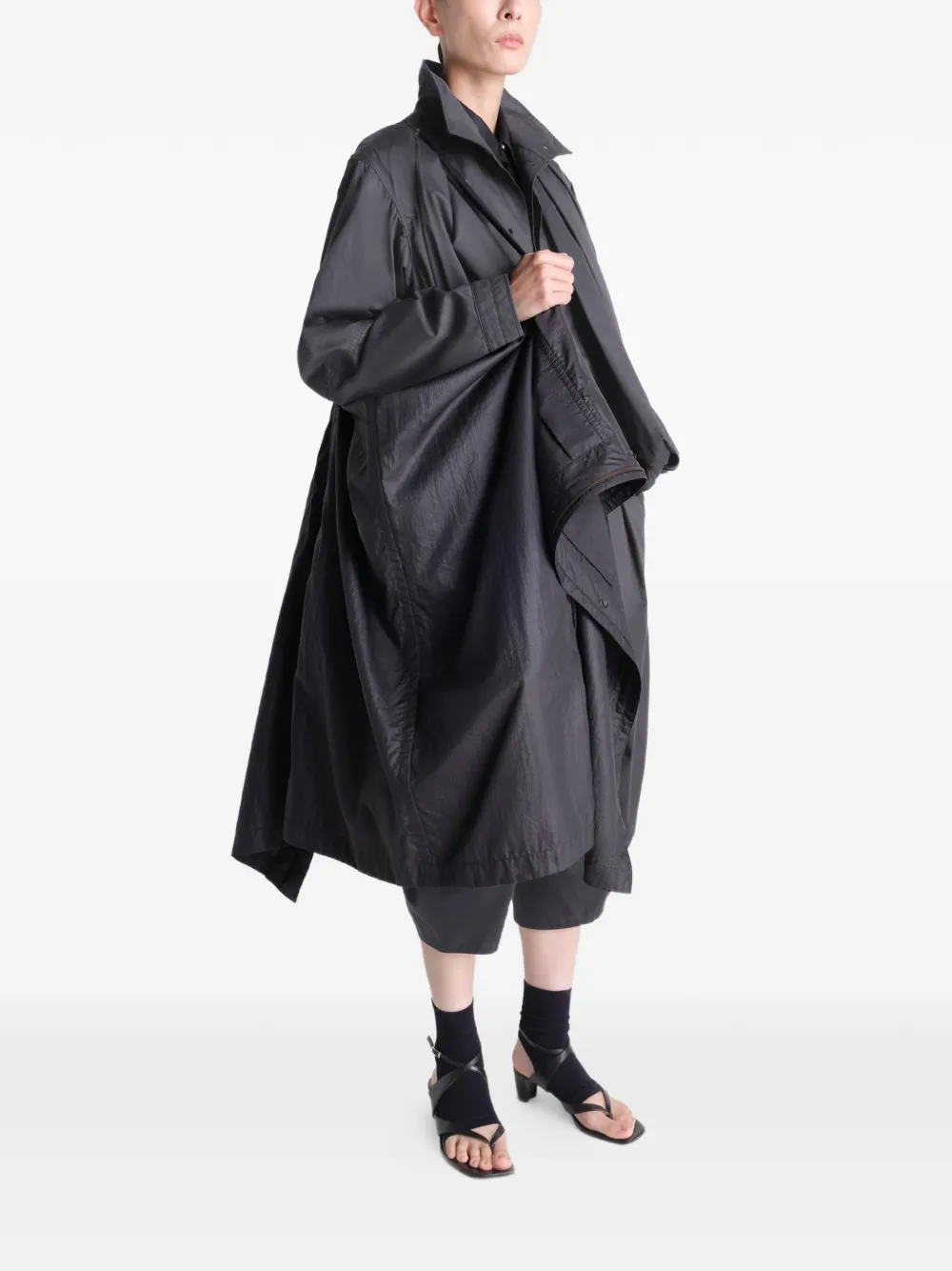  Lemaire Hooded Raincoat - Black 