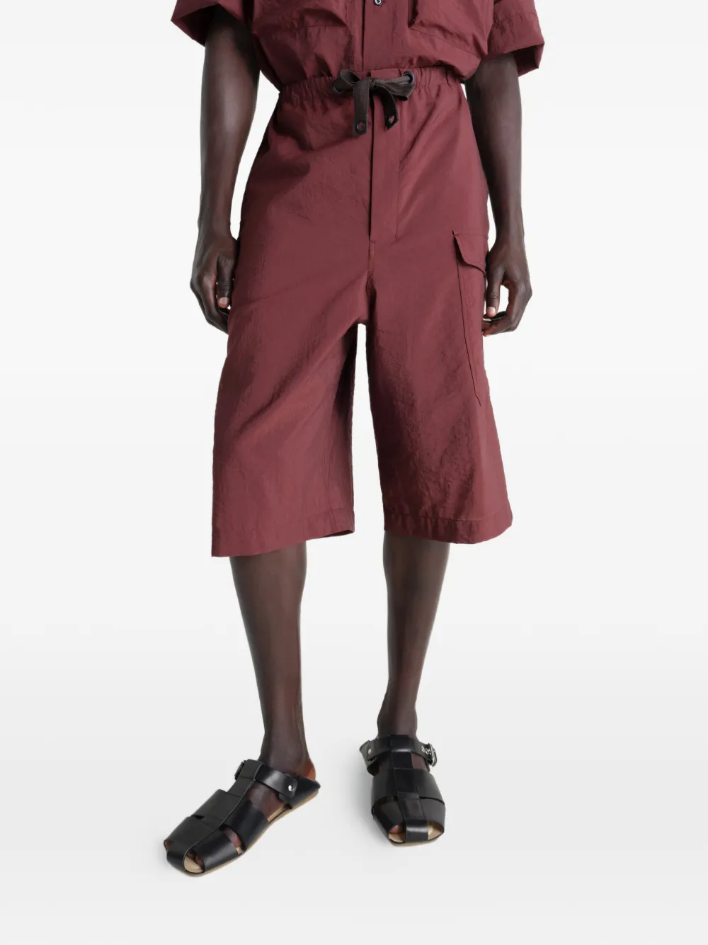  Lemaire Drawstring Pocket Shorts - Red 