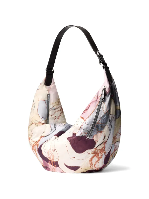 LEMAIRE XL Quiver Clip Bag In Printed Cotton Canvas | Neutrals