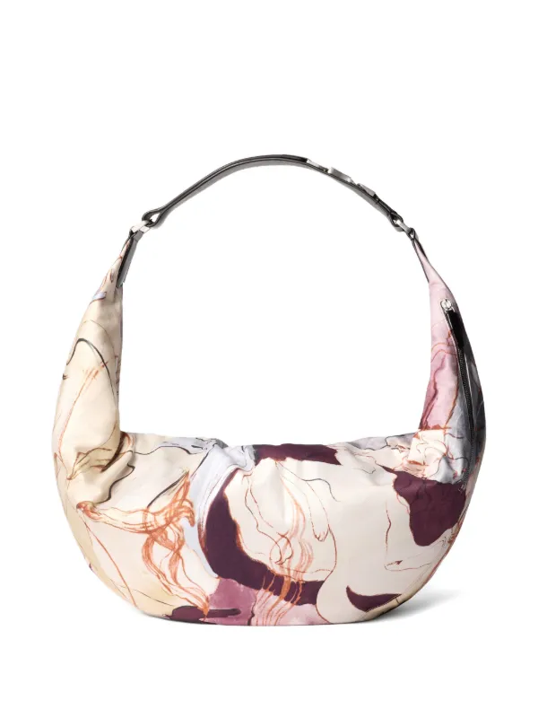 LEMAIRE XL Quiver Clip Bag In Printed Cotton Canvas | Neutrals
