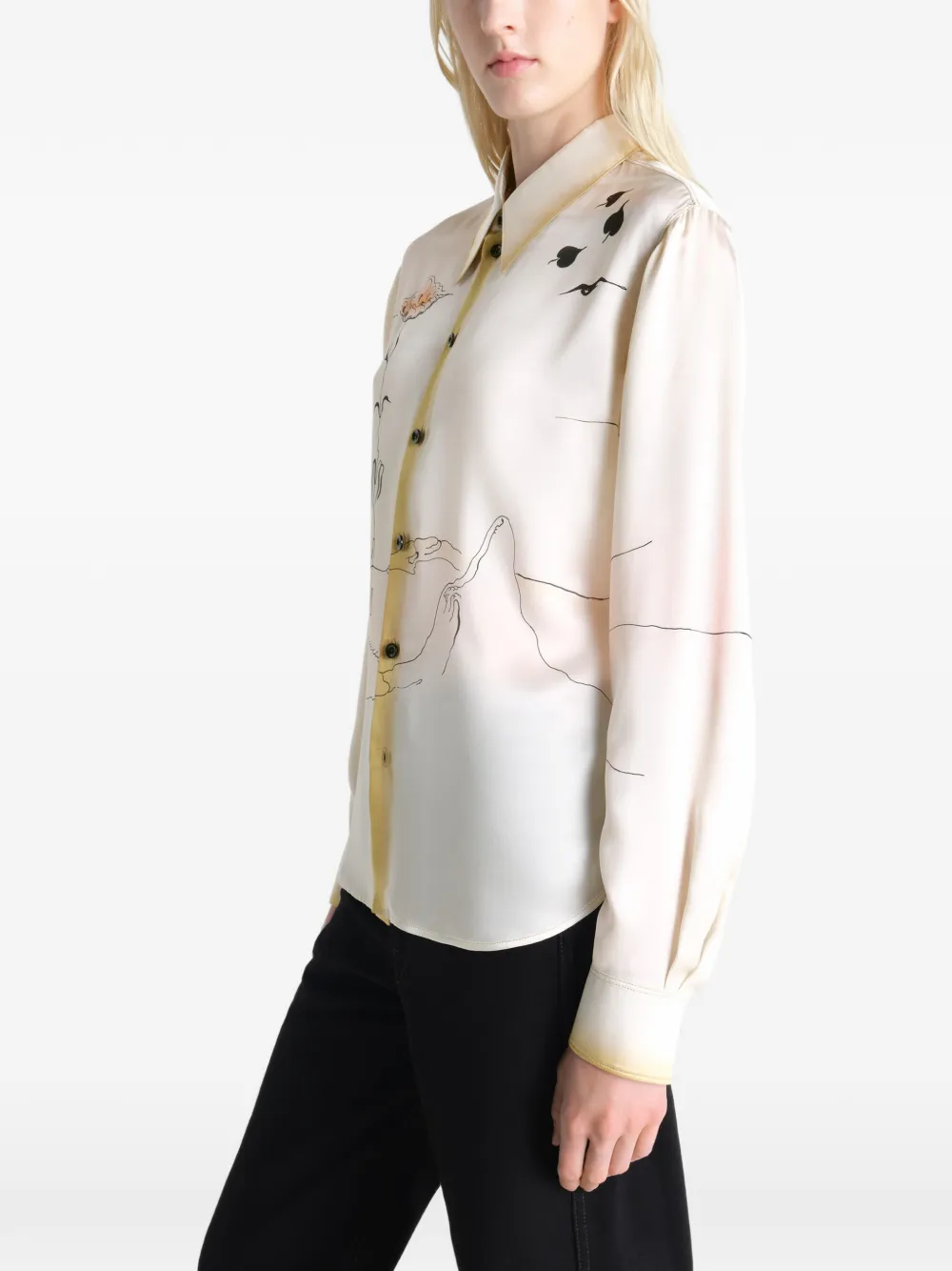 LEMAIRE Blouse met puntige kraag Beige