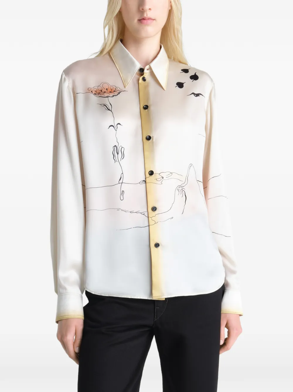 LEMAIRE Blouse met puntige kraag Beige