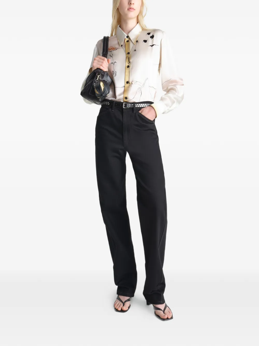 LEMAIRE Blouse met puntige kraag Beige