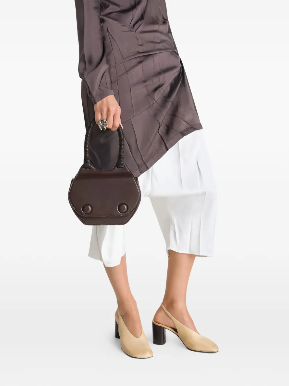  Lemaire Braided-handle Tote Bag - Brown 
