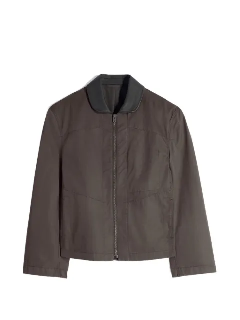 LEMAIRE leather-collar twill jacket