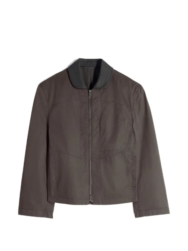 LEMAIRE レザーカラー ツイルジャケット | ブラウン | FARFETCH JP