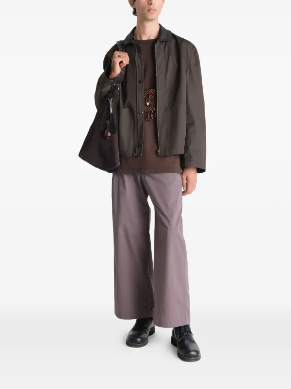LEMAIRE レザーカラー ツイルジャケット | ブラウン | FARFETCH JP