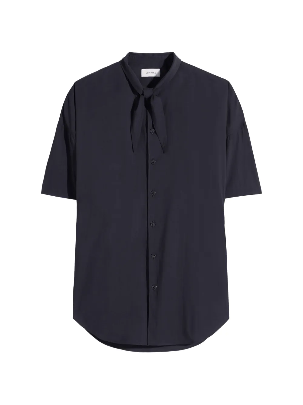 LEMAIRE scarf-detail short-sleeve shirt - Black