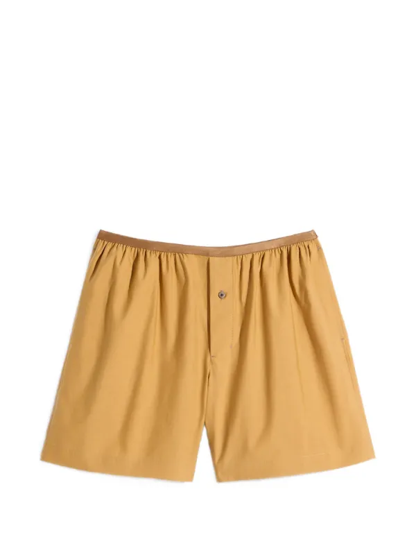 Lemaire Boxed Shorts in Washed Cotton Silk in Neutrals