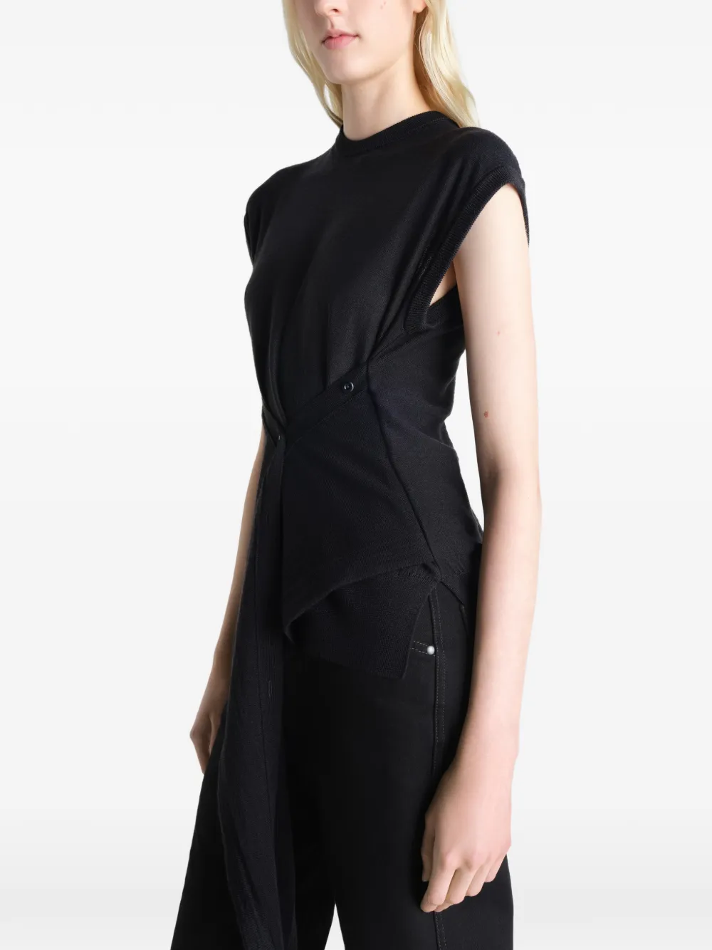 LEMAIRE Mouwloze top met knopen Zwart