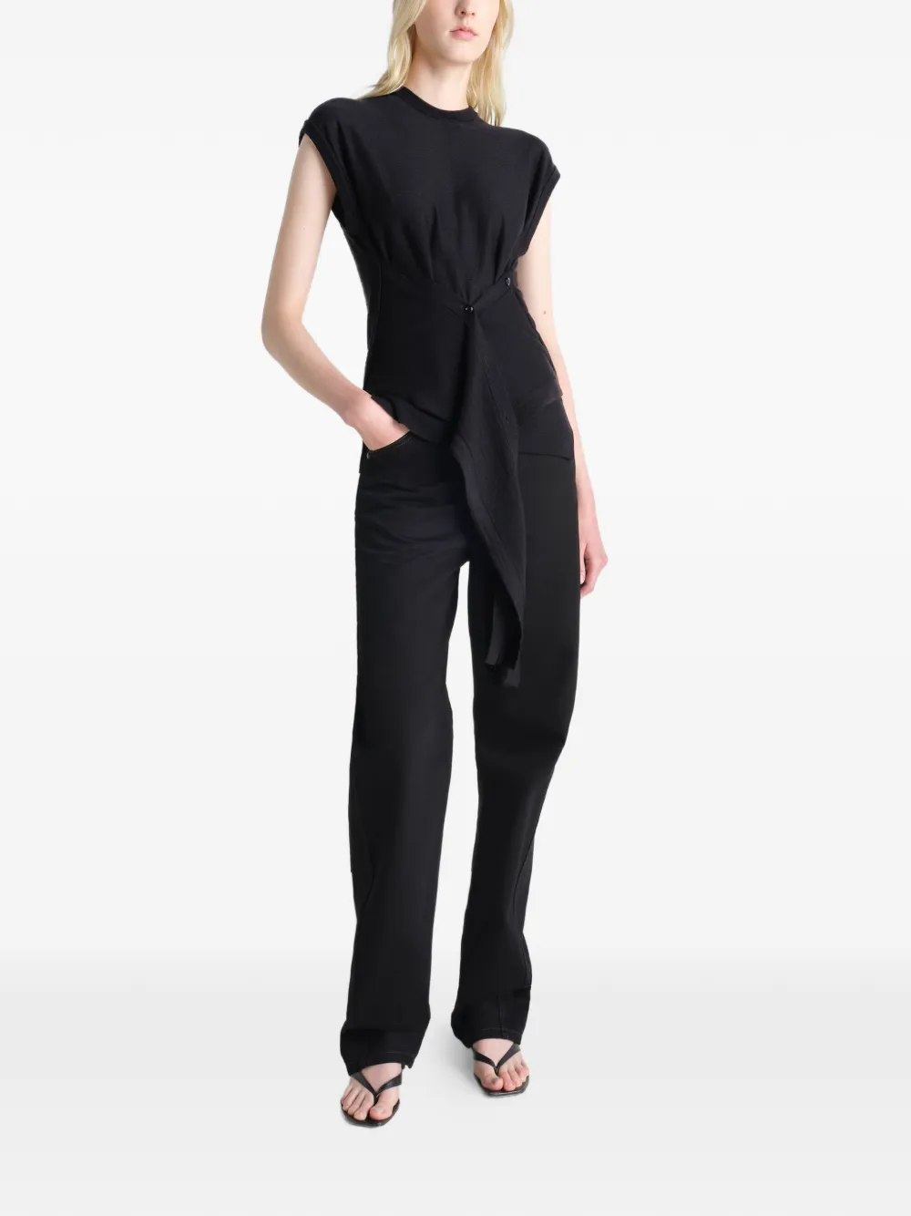  Lemaire Buttoned Sleeveless Top - Black 