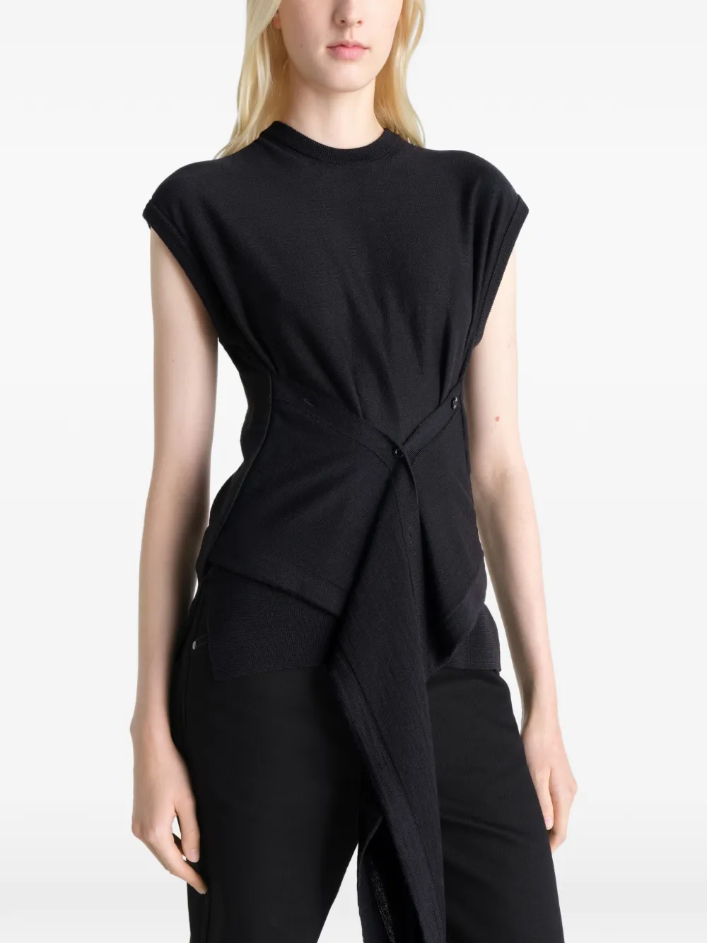  Lemaire Buttoned Sleeveless Top - Black 