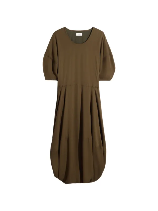 Lemaire Balloon Dress in Crêpe De Chine Viscose in Brown