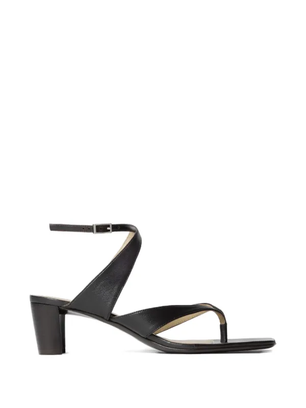 Lemaire Tong Sandals 50 Mm Heel in Leather in Black