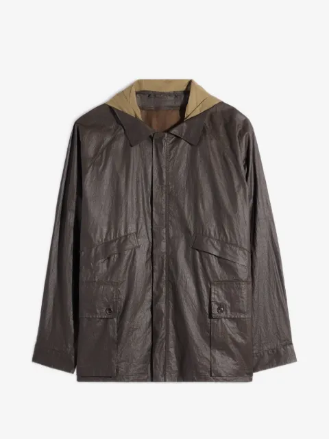 LEMAIRE rain jacket with detachable hood in coated technical linen