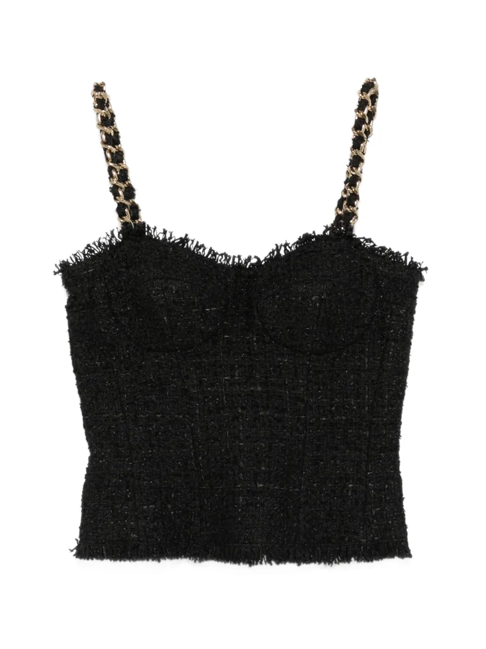 Balmain chain-strap tweed top - Black