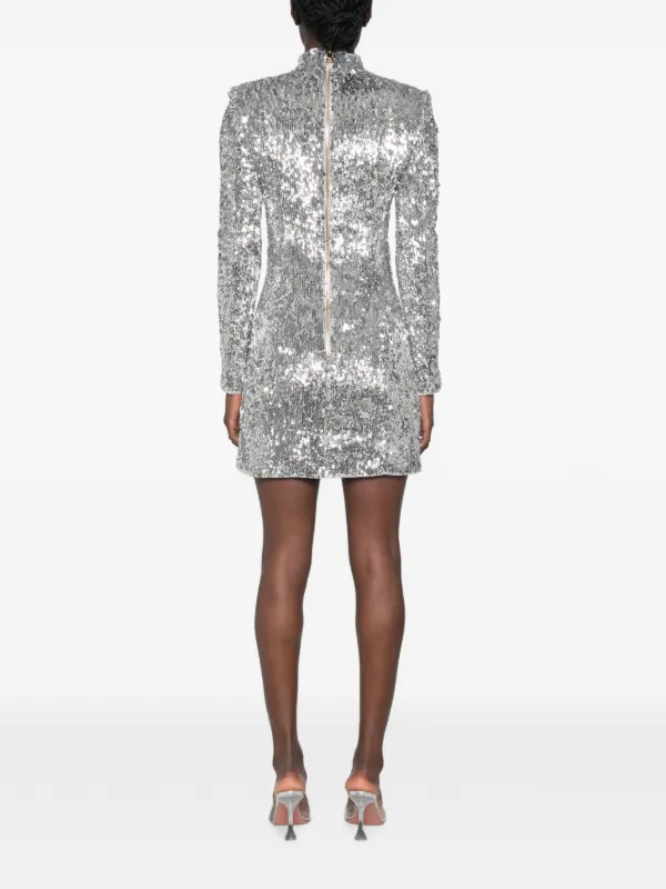 balmain glitter dress Balmain-Sequin Silver-Dresses mermaid evening dress 2020
