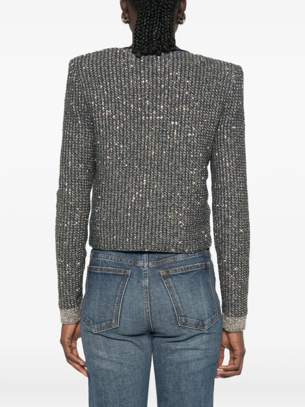 Balmain Tweed vest met glitters Blauw