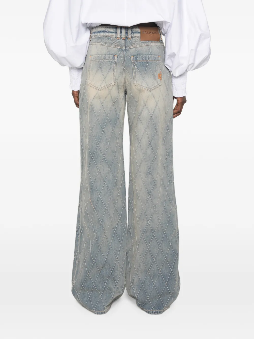 Balmain Gewatteerde jeans met vervaagd effect Blauw