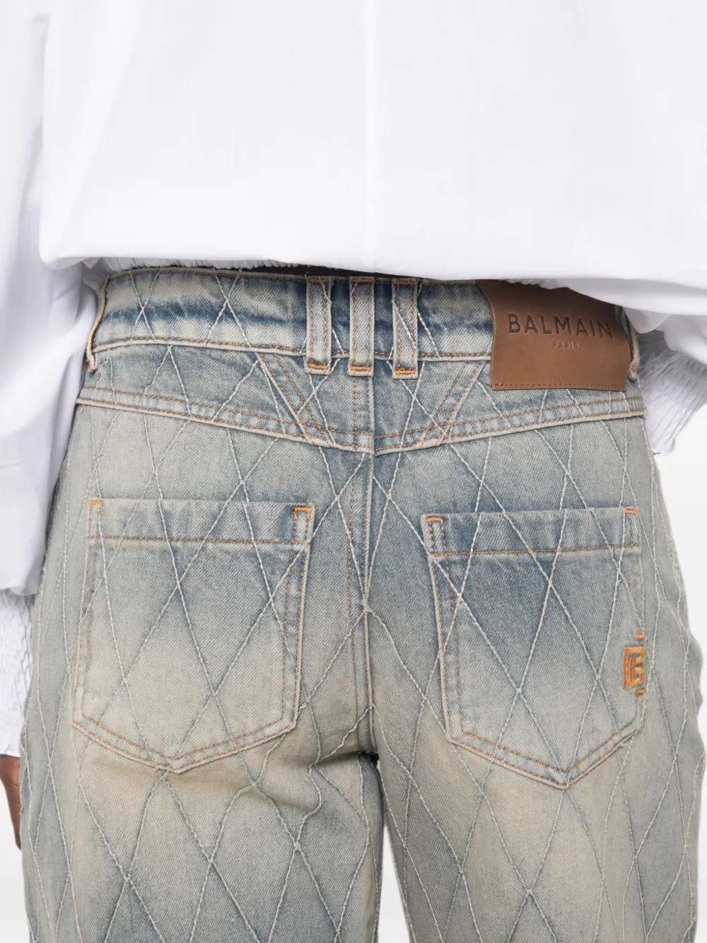 Balmain Gewatteerde jeans met vervaagd effect Blauw