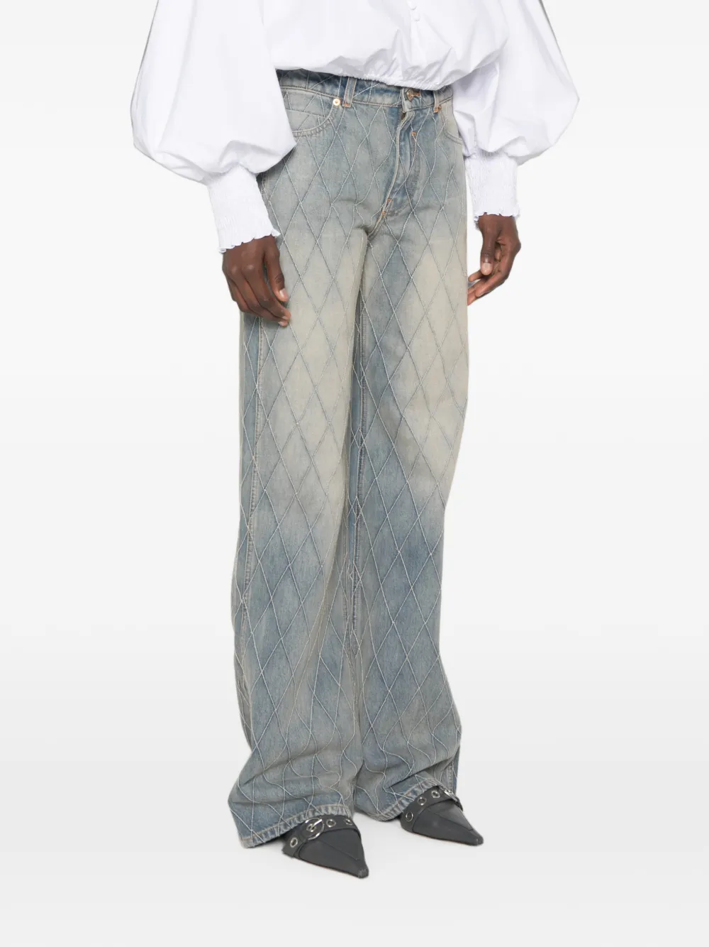 Balmain Gewatteerde jeans met vervaagd effect Blauw