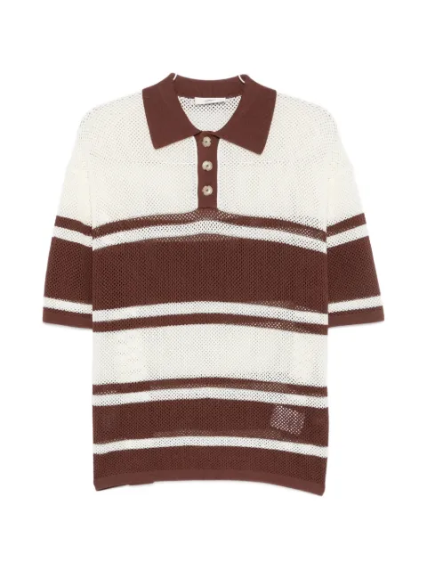 COMMAS open-weave striped polo shirt