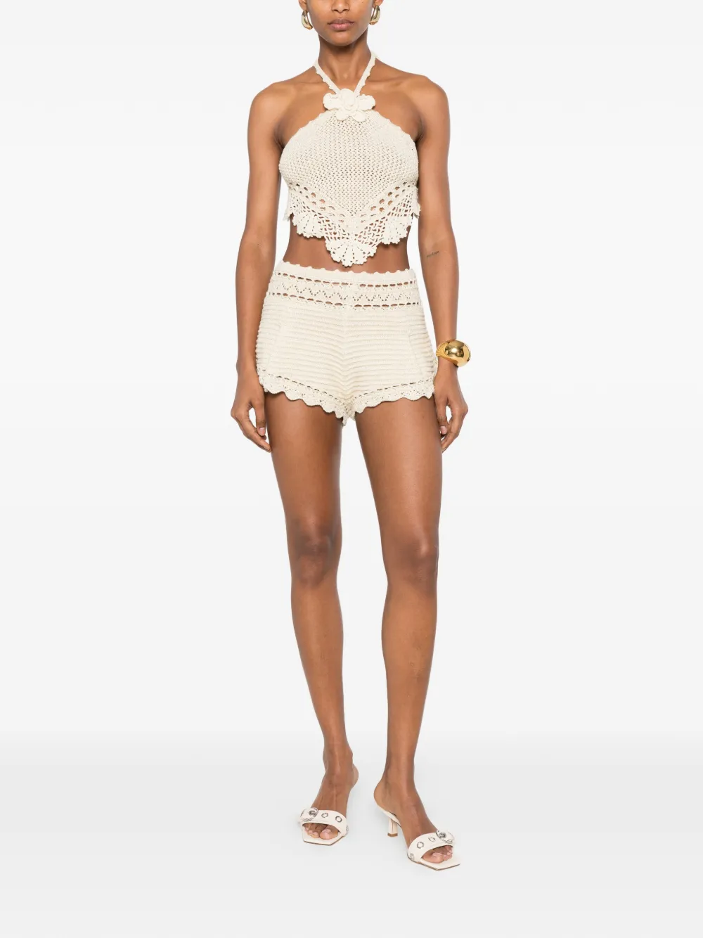 Retrofete Margo gehaakte shorts Beige