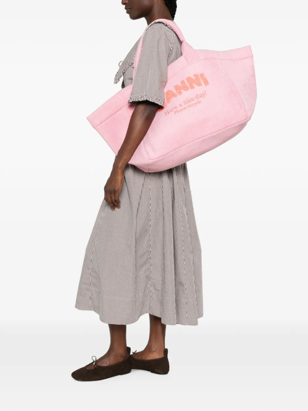 GANNI Shopper van badstof Roze