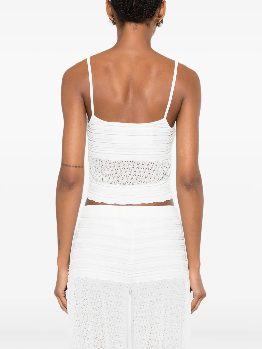 Retrofete Lesli pointelle gebreide top Wit