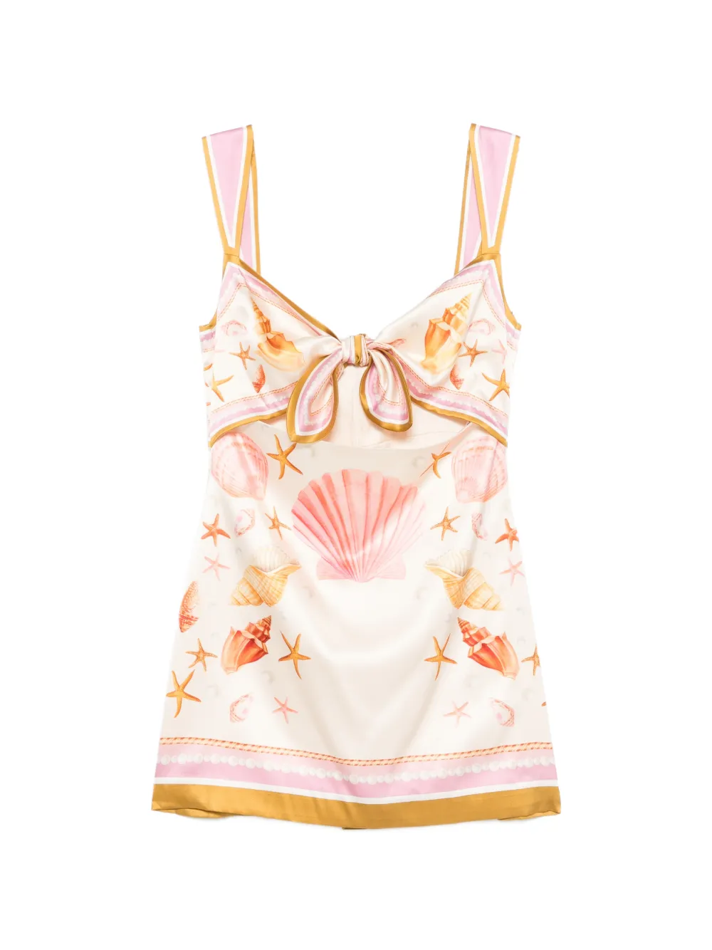 Retrofete Margarie shell-print silk dress - Rosa