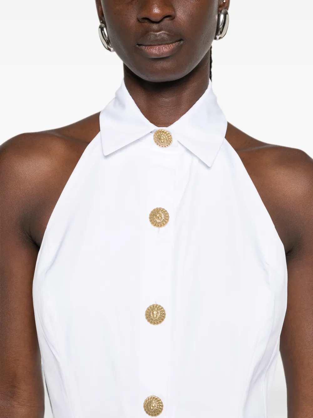 Balmain Popeline jurk met A-lijn Wit