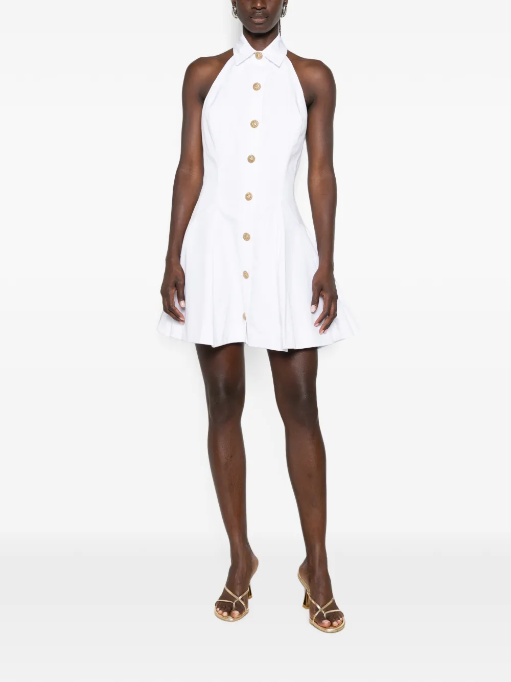 Balmain Popeline jurk met A-lijn Wit