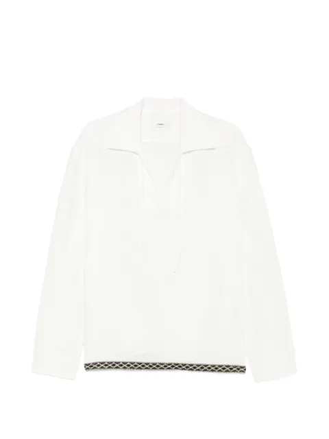 COMMAS embroidered-trim front-tie shirt