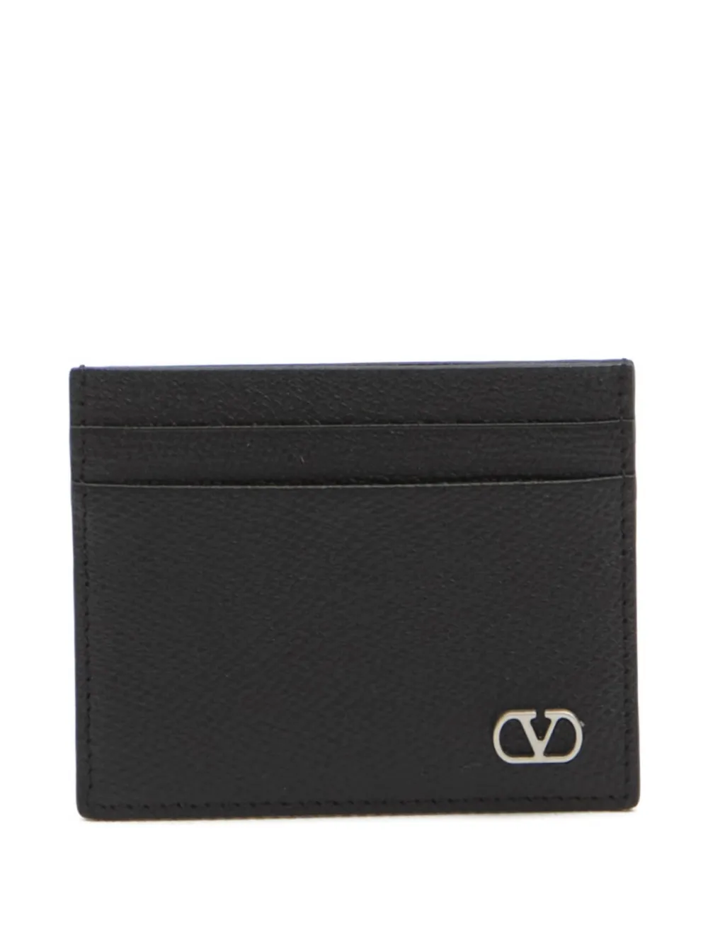 Valentino Garavani vlogo hammered leather card holder - Nero