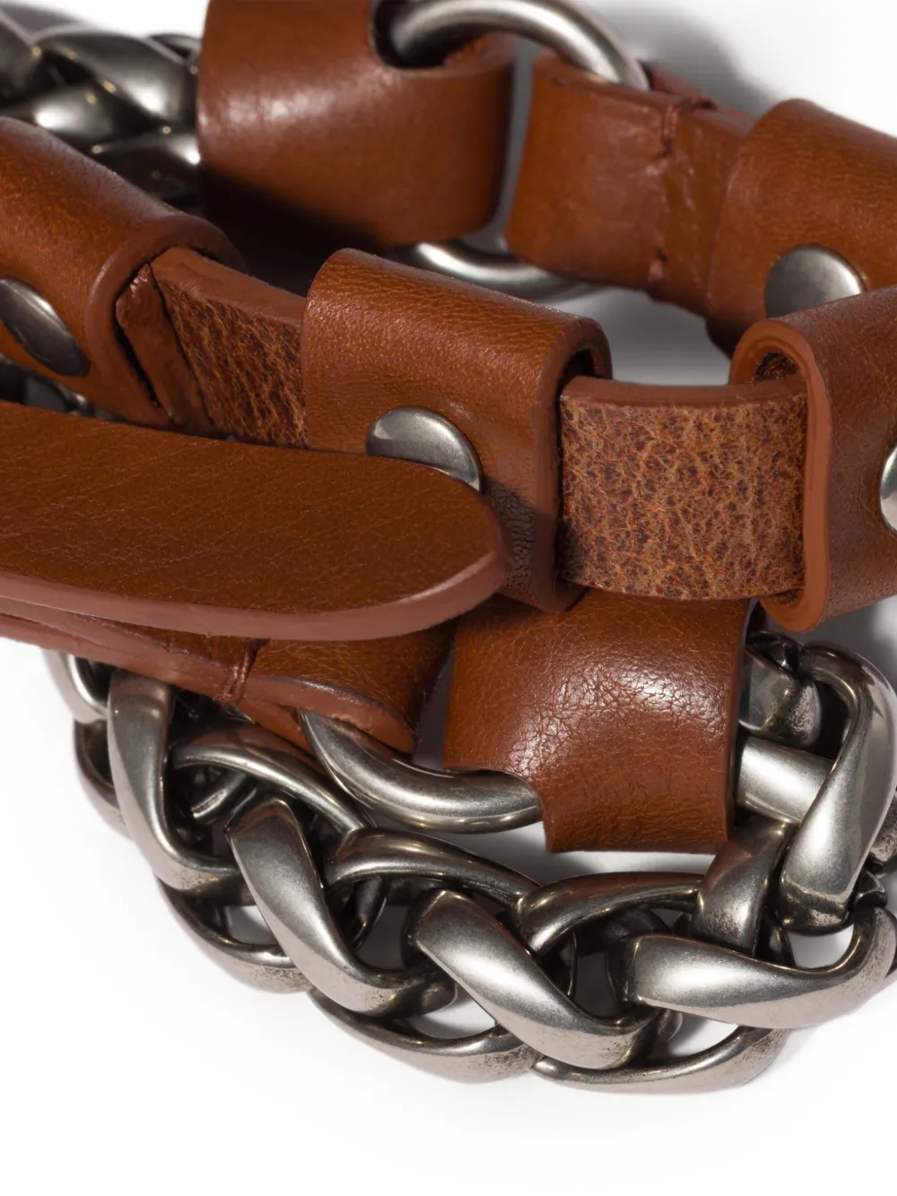  Miu Miu Studded Buckle Chain Keyring - Brown 