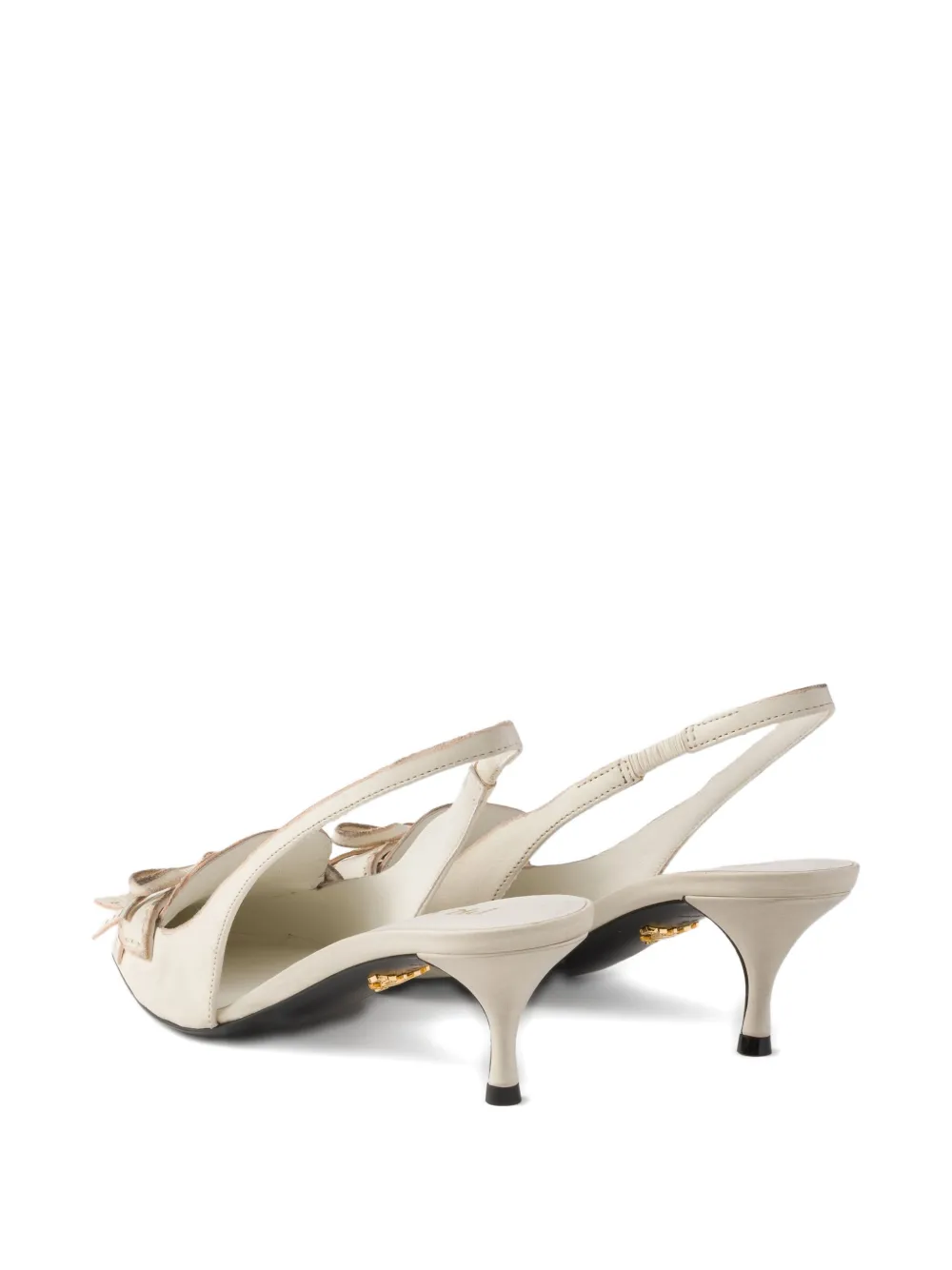Prada Leren slingback pumps met franje Beige