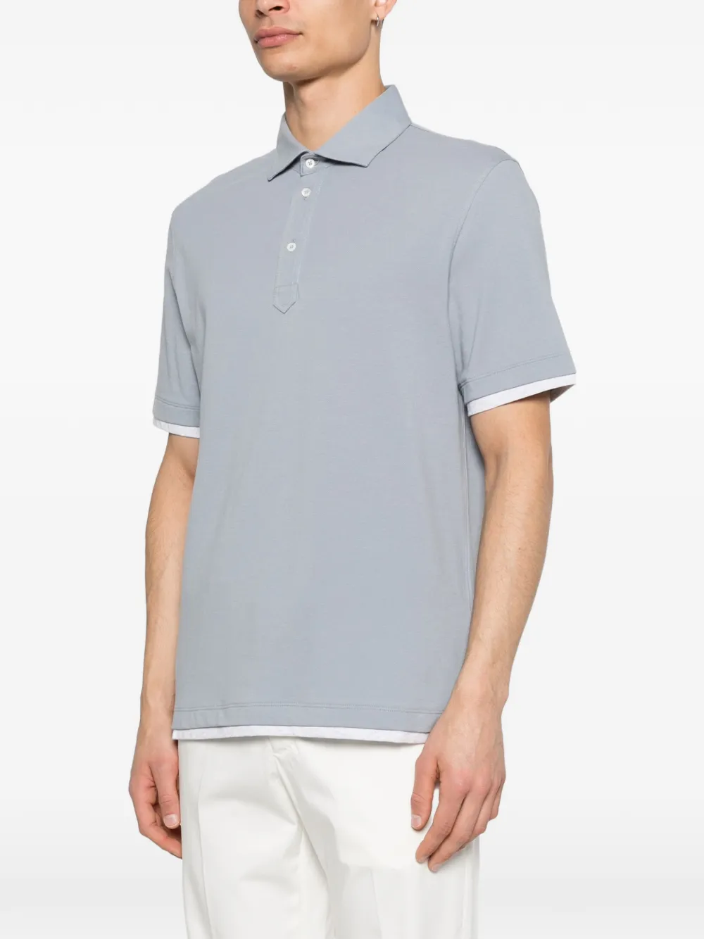  Brunello Cucinelli Buttoned Short-sleeve Polo Shirt - Blue 