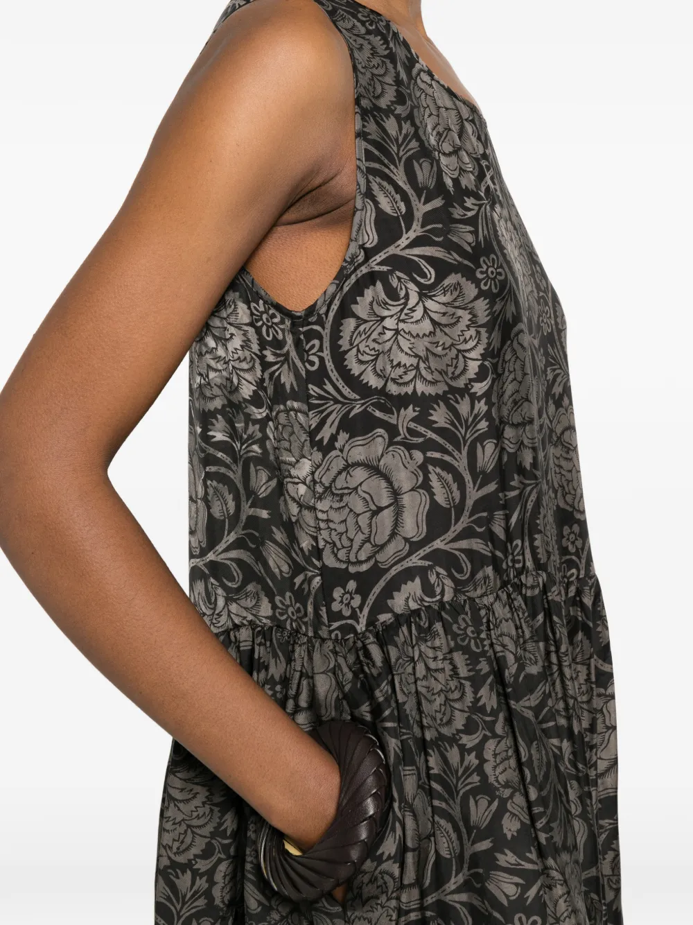 Uma Wang Midi-jurk met bloemenprint Zwart