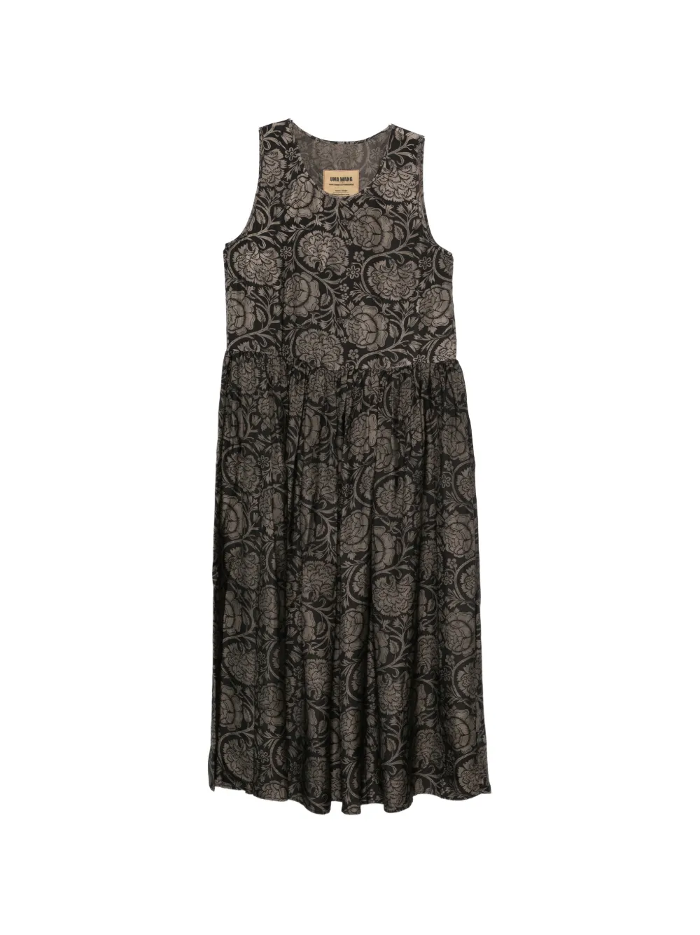 Uma Wang floral-print midi dress - Nero